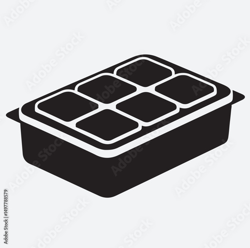 ice cube tray silhouette vector art illustration, ice cube isolated on white background