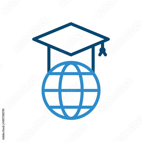 World school line icon symbol vector.