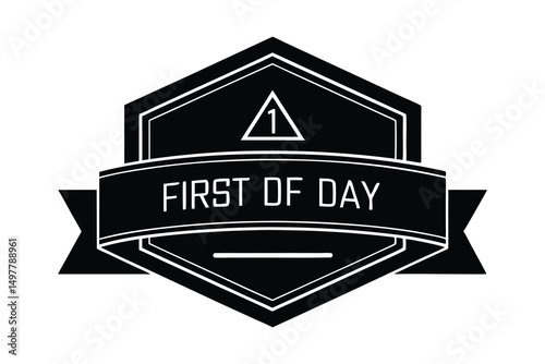 First day of the week badge silhouette design