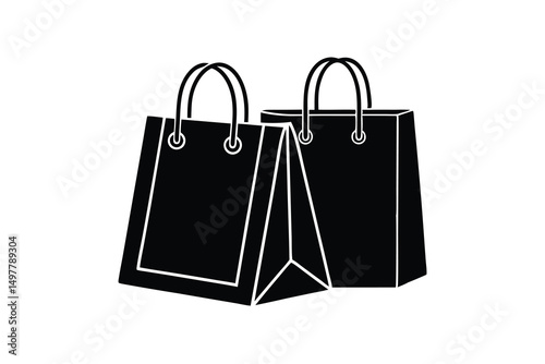 Two black shopping bags silhouette retail icon