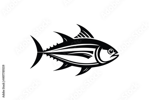 simple and unobtrusive Tuna fish  vector silhouette illustration isolated in white background