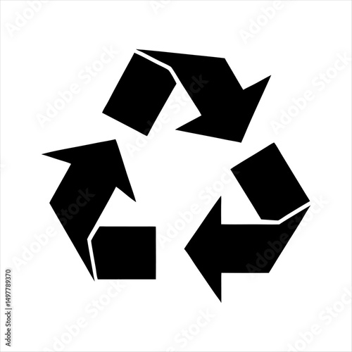 Black recycling symbol icon on white background