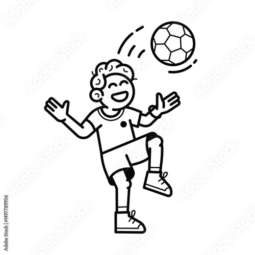 Young Soccer Player Playing Football with Head