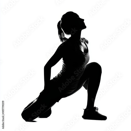 Silhouette of a Woman Stretching Fitness, Exercise, and Flexibility