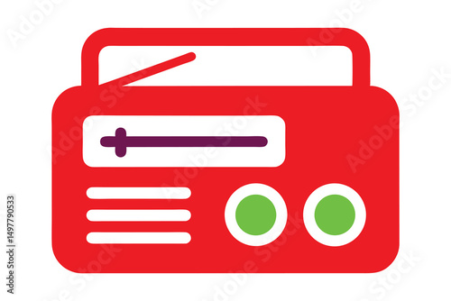Radio. Icon with reflection on white background
