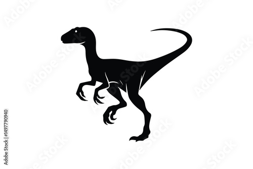 simple and unobtrusive velociraptor vector silhouette illustration isolated in white background