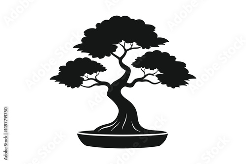 Bonsai Tree icon vector. Bonsai Tree silhouette isolated white background. Vector Illustration