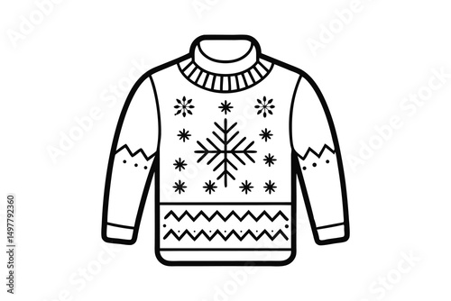 Christmas sweater Outline Design - christmas sweater vector illustration