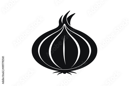 Onion silhouette vector icon of bulb vegetable