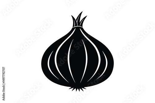 onion bulb silhouette vector on white background
