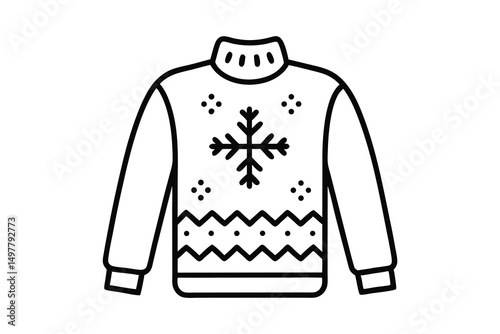 christmas ugly sweater line art vector christmas sweater outline