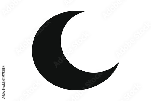 Cute Black Moon on white background