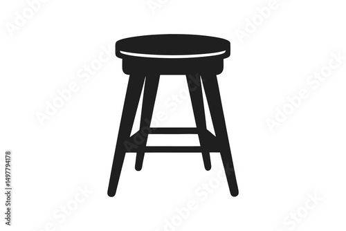 Four legged stool silhouette icon. Clipart image isolated on white background 