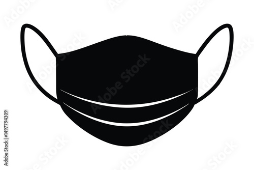 black surgical mask isolated on white background