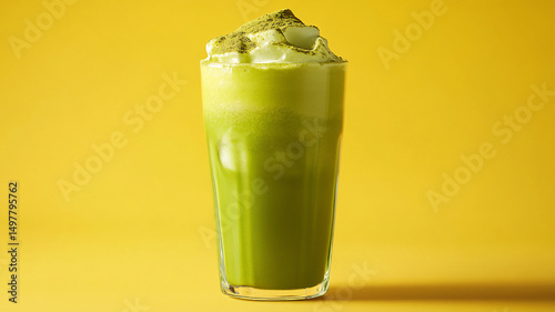 fresh green tea latte simply photoshoot for copy space or banner