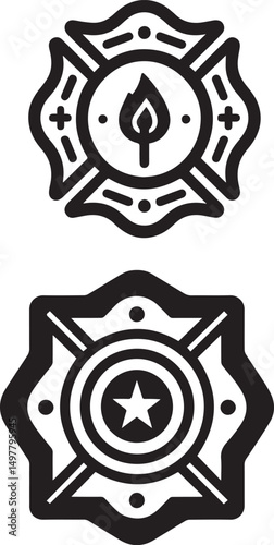 Fire Department badge Illustration Design, fire department emblem. logo vector icon.eps