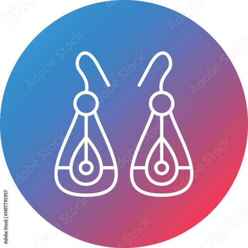Earrings Line Gradient Circle Background Icon