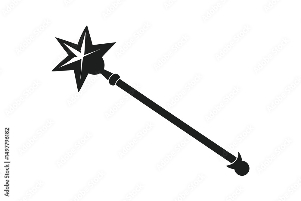 Naklejka premium Magic Wand Stick Icon for Fantasy, Magic, and Wizardry Isolated on White Background