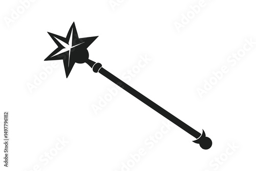 Magic Wand Stick Icon for Fantasy, Magic, and Wizardry Isolated on White Background