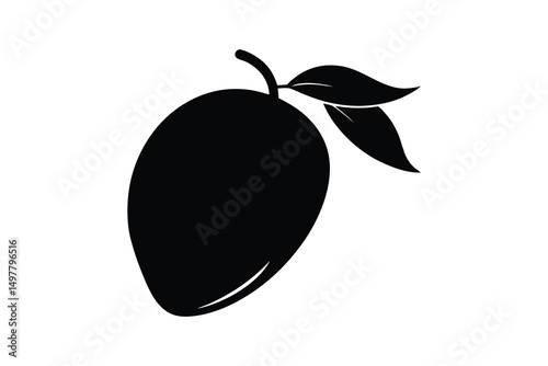 Mango silhouette vector. Mango fruit icon in black style on white background. Great for fruit logos. on white background
