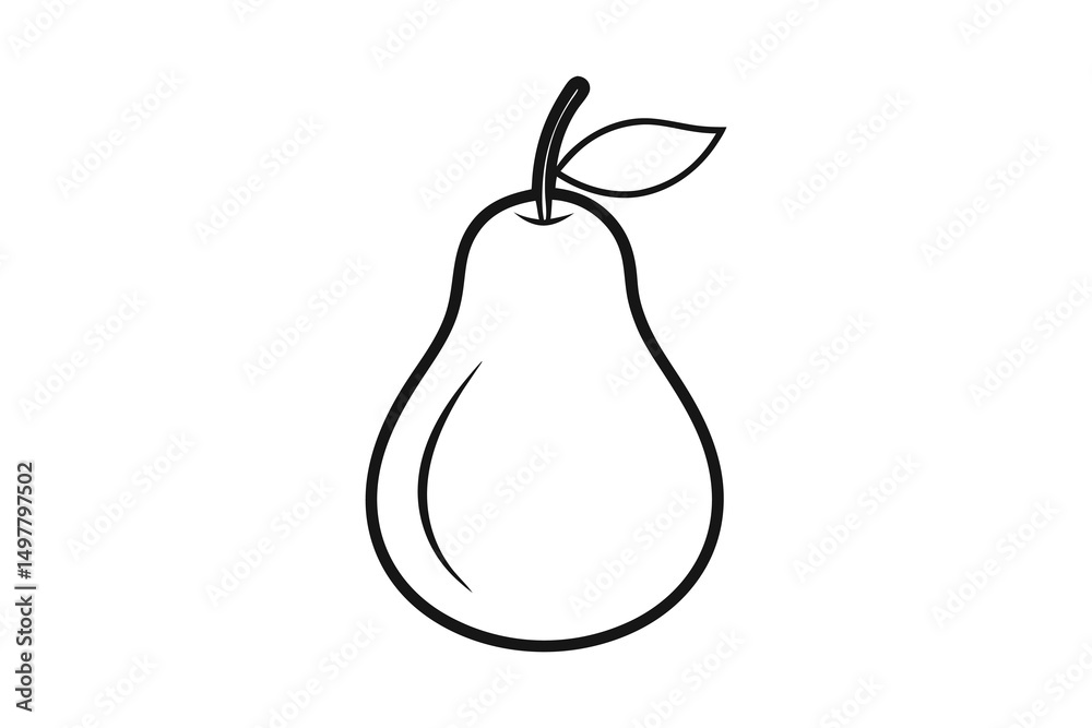 Pera verde con hoja sobre fondo blanco on white background