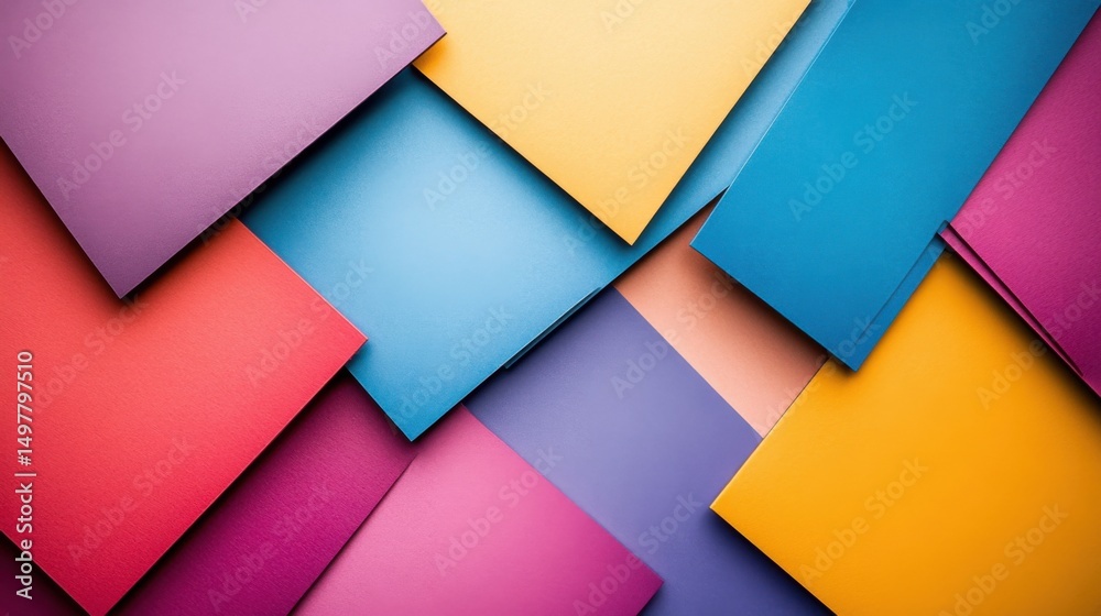Colorful paper squares overlap in abstract design. Colorful paper squares overlap in abstract design.