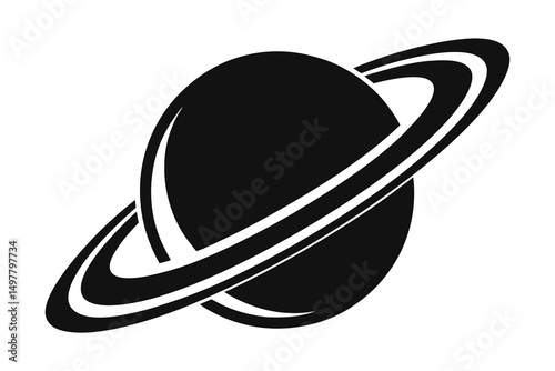 Planet Saturn with planetary ring system flat icon. Vector illustration on white background 