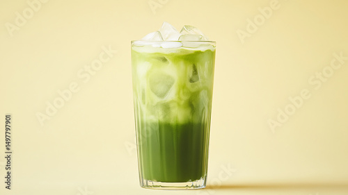 fresh green tea latte simply photoshoot for copy space or banner