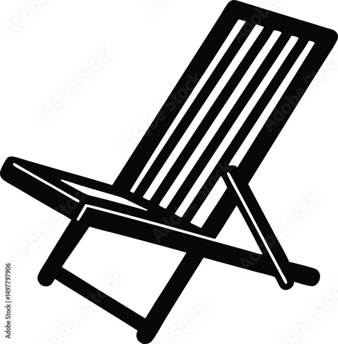 beach chair vector icon.Summer vacation tropical  lifestyle and paradise theme Vector.