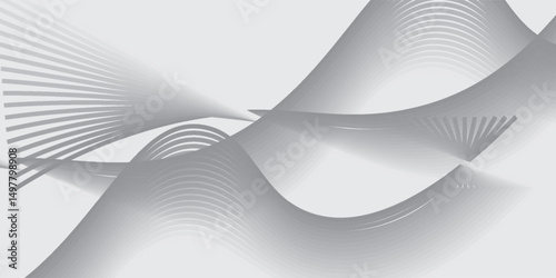 Abstract white background with dynamic wavy lines, Digital future technology concept background. vector illustration