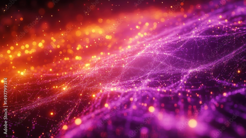 Obraz premium Abstract vibrant network glowing particles.
