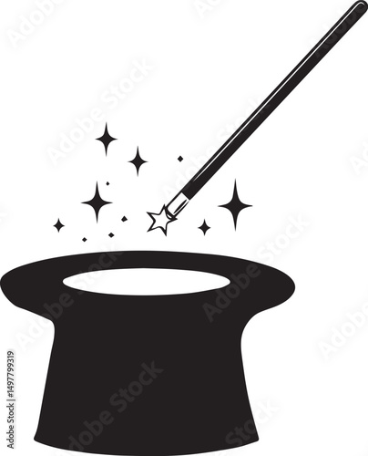 magic hat with wand.eps
