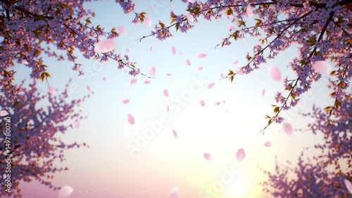 Cherry Blossom Petals Falling Slow Motion Romantic Springtime Nature Scene