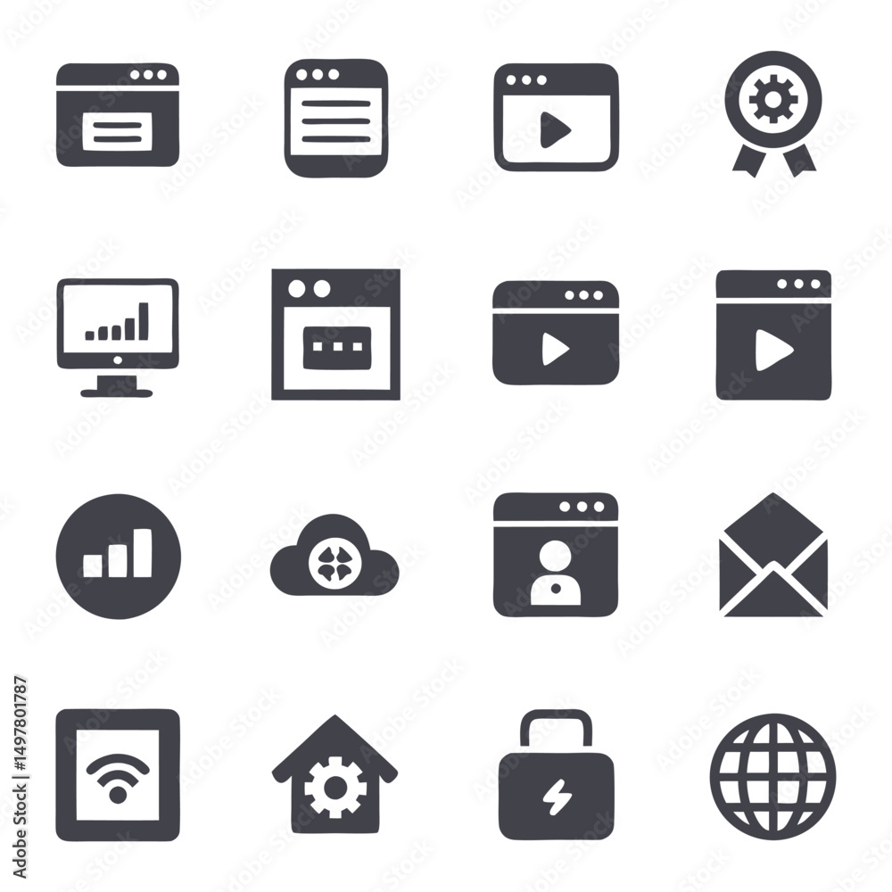 A collection of modern technology and internet related icons A collection of modern technology and internet related icons