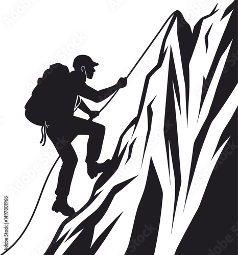 Man Climbing Mountain Silhouette