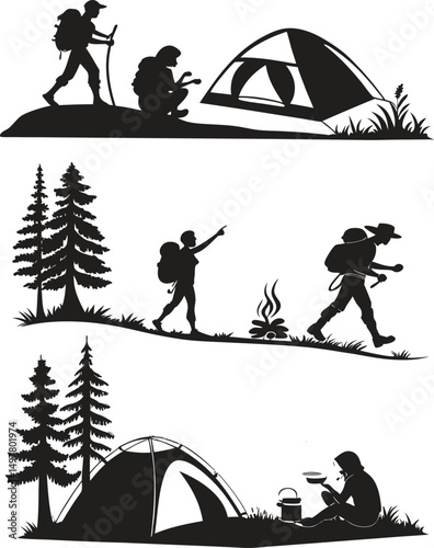 Camping and Hiking Silhouettes