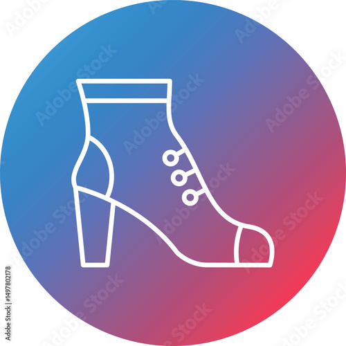 High Heels Line Gradient Circle Background Icon