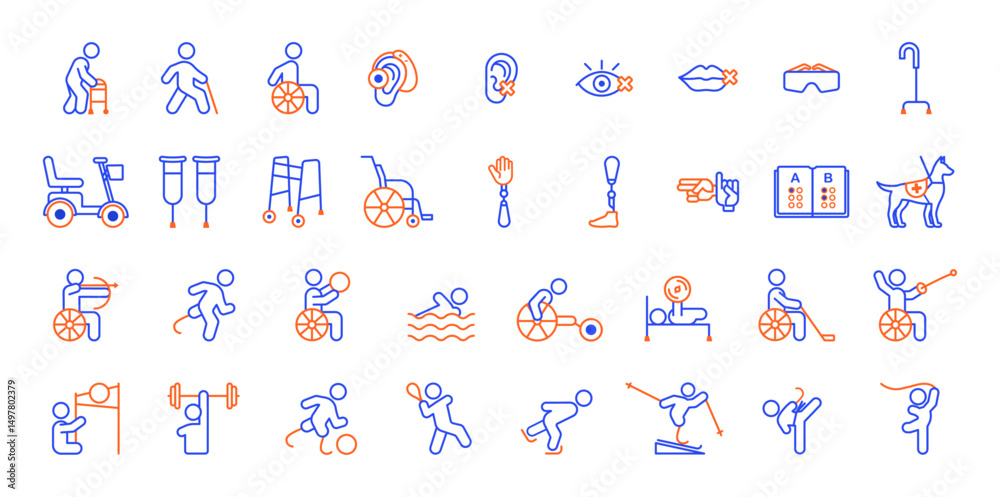 Fototapeta premium Disabilities Icons Kit 