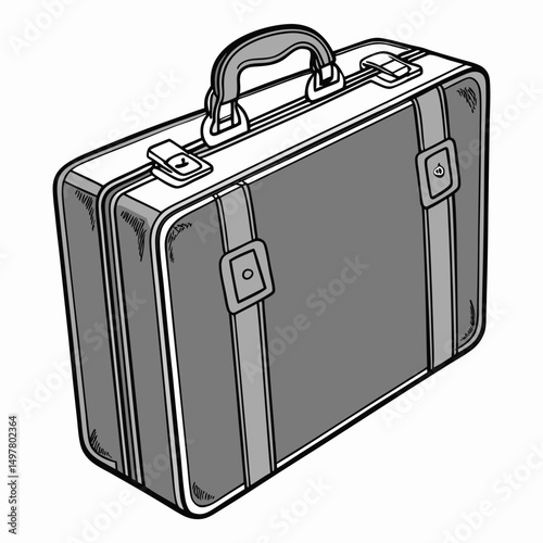 Vintage suitcase hand drawn illustration travel bag luggage retro style