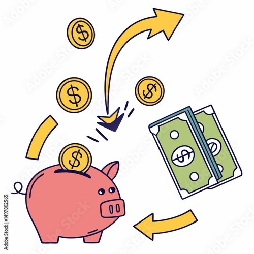 Piggy bank savings growth money coins cash investment finance