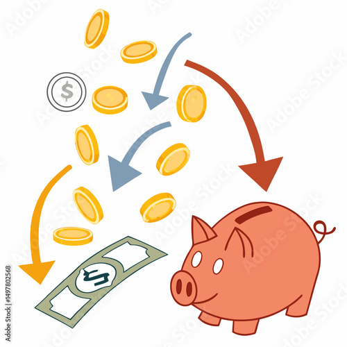 Saving money piggy bank coins cash financial wealth investment