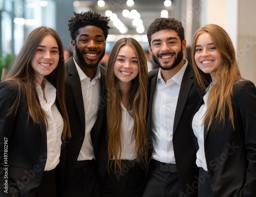 Diverse group of smiling young professionals in business attire