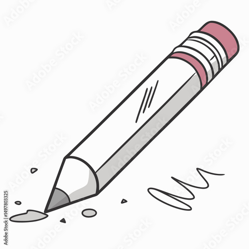 Cartoon pencil drawing graphite sketch writing tool stationery design element