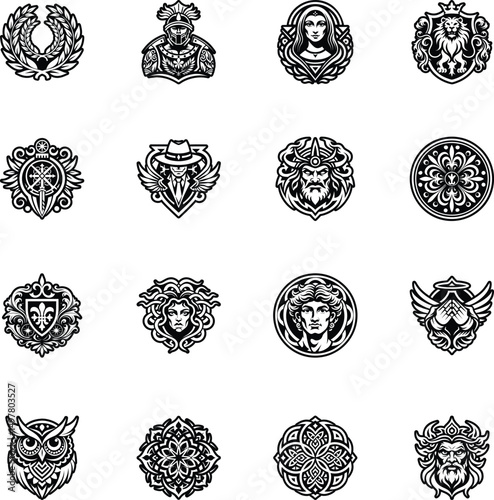 Collection of 16 Glpyh Style Italian Symbols Art 

