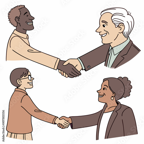 Diverse businesspeople shaking hands partnership teamwork collaboration