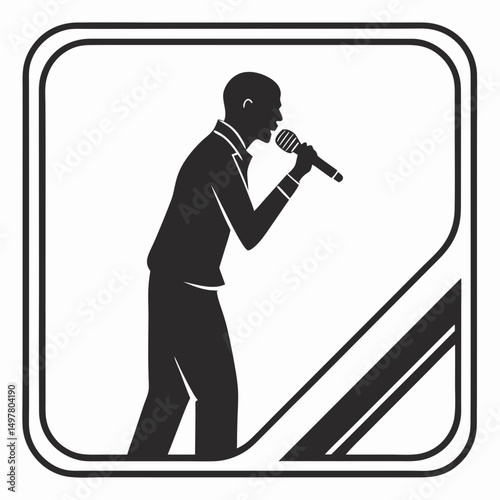 Professional singer silhouette icon isolated on white background