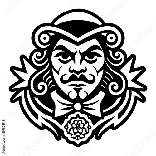 A glyph style icon showing opera singer