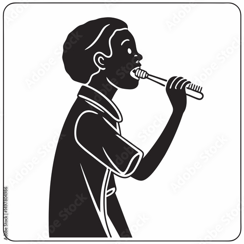 Young person brushing teeth oral hygiene child care dental health