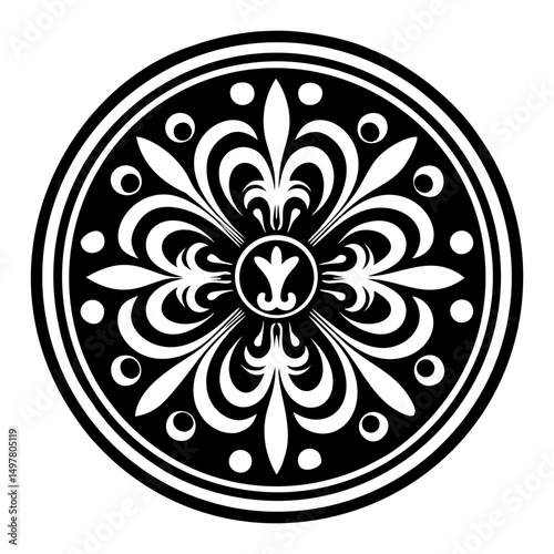 A glyph style icon of medici coin tattoo