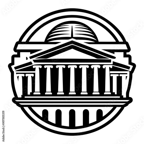 A glyph style icon showing pantheon tattoo artwork